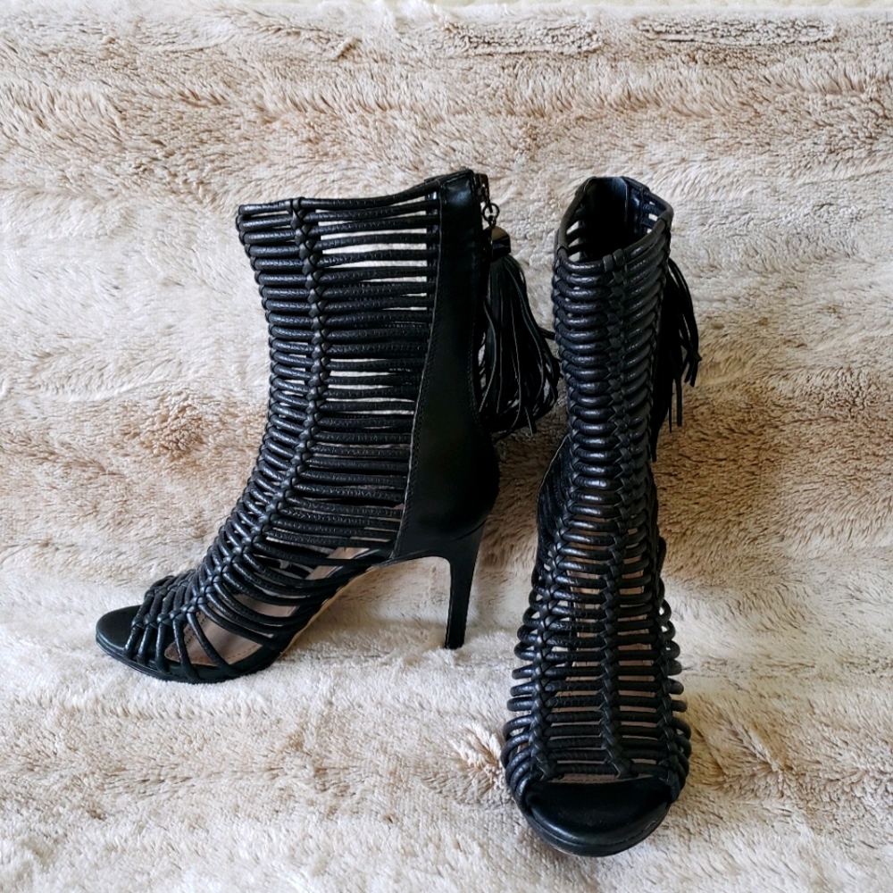 BCBG Maxazria Black heels with tassels